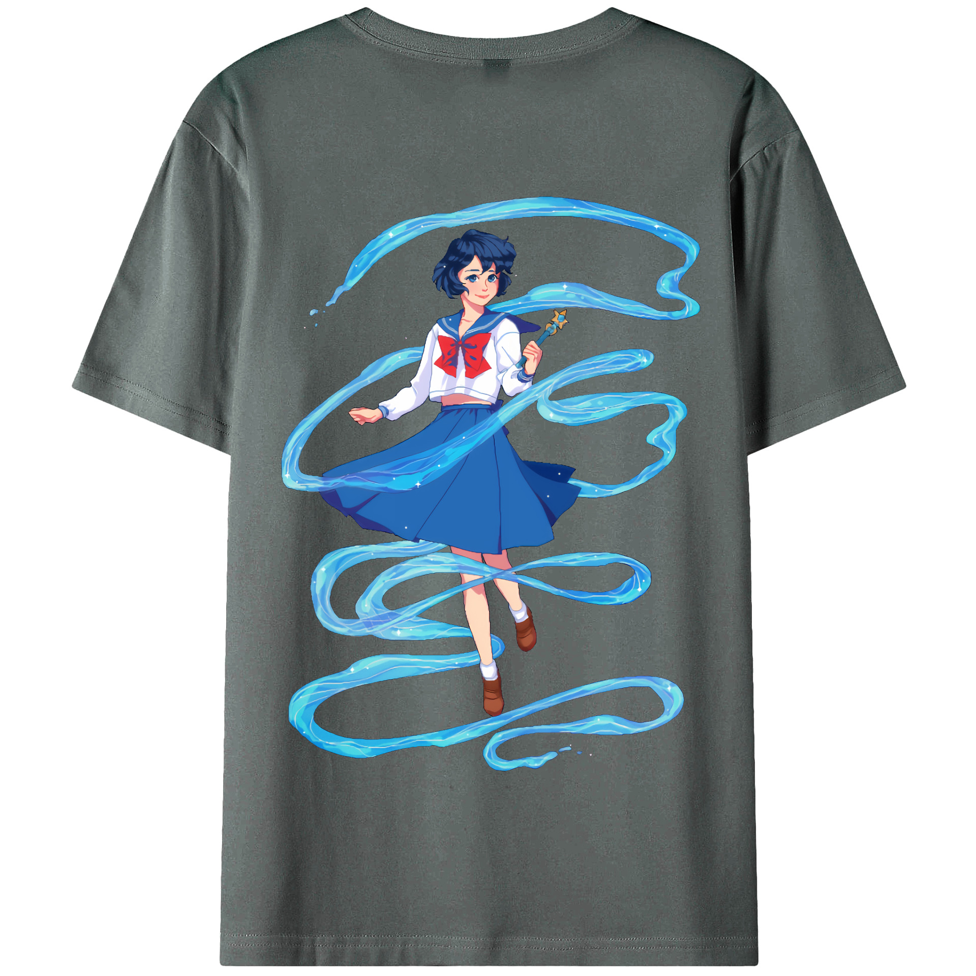 （画像用） 美少女戦士セーラームーン 水野 亜美 みずの あみ Sailor Moon Mizuno Ami 綿100％半袖Tシャツ（背面プリント）